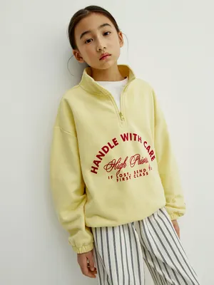 Свитшот Sela с воротником на молнии, желтый, арт. 52597