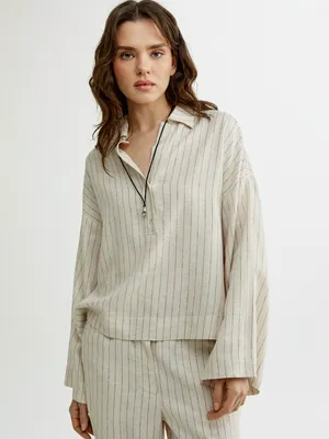 Рубашка Sela свободная льняная, бежевый, арт. 52605