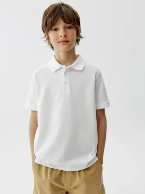 Базовое поло Sela для мальчиков, белый, арт. 52607