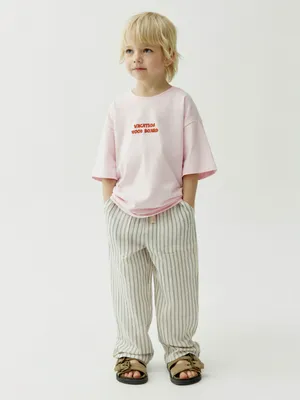 Хлопковые брюки в полоску Sela, серый, арт. 52631