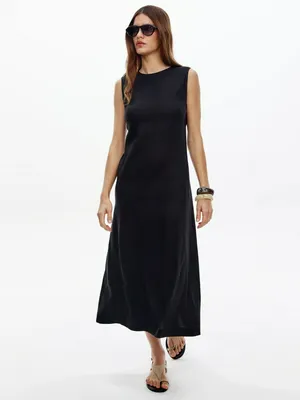 Платье миди Sela из смесового льна, черный, арт. 52636