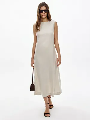 Платье миди Sela из смесового льна, бежевый, арт. 52637