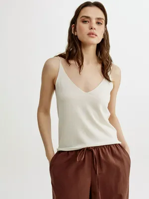 Вязаный топ Sela с шелком, бежевый, арт. 52643