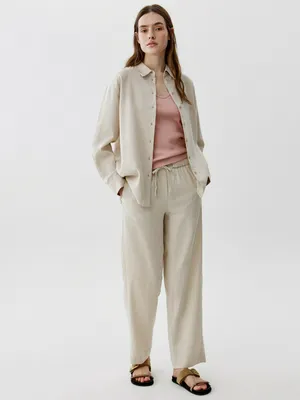 Брюки Sela из льна и вискозы, бежевый, арт. 52657