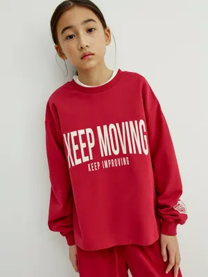 Свитшот Sela оверсайз с принтом, красный, арт. 52673