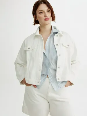 Укороченная джинсовая куртка Sela, белый, арт. 52678