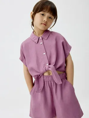 Укороченная рубашка с узлом для девочек, арт. 5268