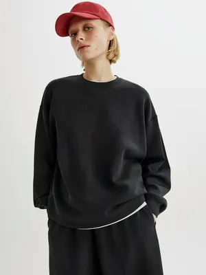 Свитшот Sela оверсайз из интерлока, черный, арт. 52681