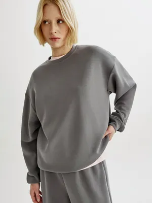 Свитшот оверсайз Sela из интерлока, серый, арт. 52682