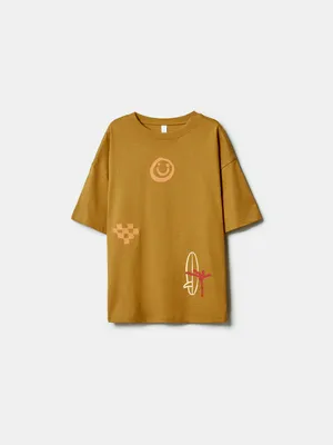 Футболка оверсайз Sela с принтом, коричневый, арт. 52685