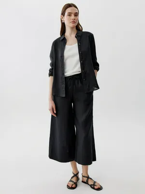 Брюки-кюлоты Sela льняные, черный, арт. 52694