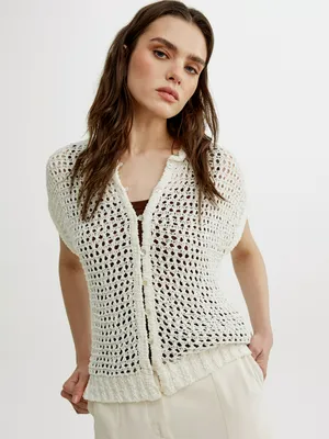 Кардиган Sela с коротким рукавом, белый, арт. 52705