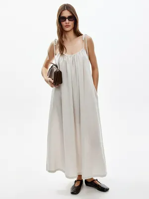 Платье миди оверсайз Sela из вискозы со льном, бежевый, арт. 52709