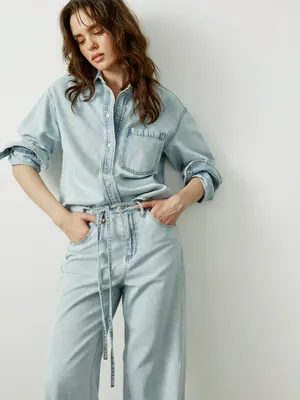 Джинсовая рубашка Sela оверсайз, голубой, арт. 52711