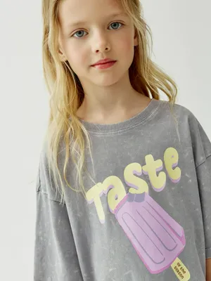 Футболка оверсайз Sela с принтом, серый, арт. 52717