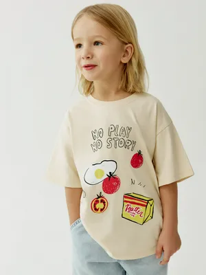 Футболка Sela оверсайз с принтом, бежевый, арт. 52718