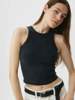 Топ в рубчик с кислотной стиркой, арт. 5272