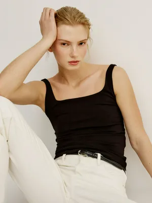 Базовый топ Sela с квадратным вырезом, черный, арт. 52722