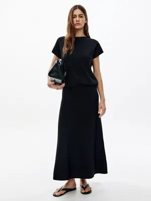 Вязаная юбка макси Sela, черный, арт. 52733