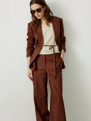 Прямые брюки Sela из смесового хлопка и льна, коричневый, арт. 52734