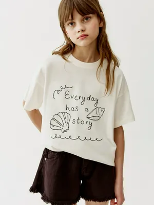 Футболка оверсайз Sela с вышивкой, белый, арт. 52739