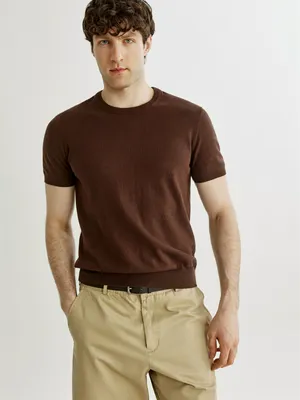 Базовая вязаная футболка Sela, коричневый, арт. 52740
