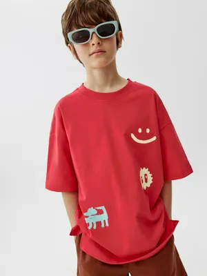 Футболка Sela оверсайз с принтом, красный, арт. 52746