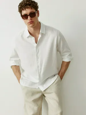 Рубашка Sela из льна и вискозы, белый, арт. 52751