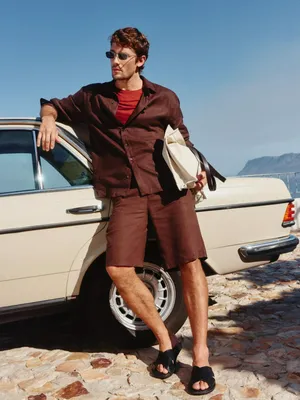 Шорты мужские Sela из льна, коричневый, арт. 52776