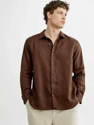 Рубашка Sela из льна, коричневый, арт. 52779