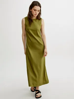 Платье миди Sela из смесового льна, зеленый, арт. 52786