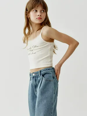 Укороченный топ Sela с аппликацией из страз, белый, арт. 52821