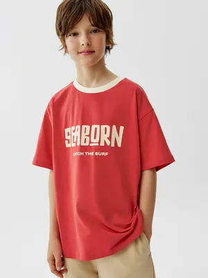 Футболка Sela оверсайз с принтом, красный, арт. 52825