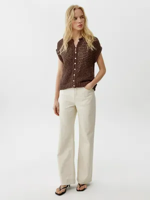 Джинсы прямые Sela со средней посадкой, бежевый, арт. 52842