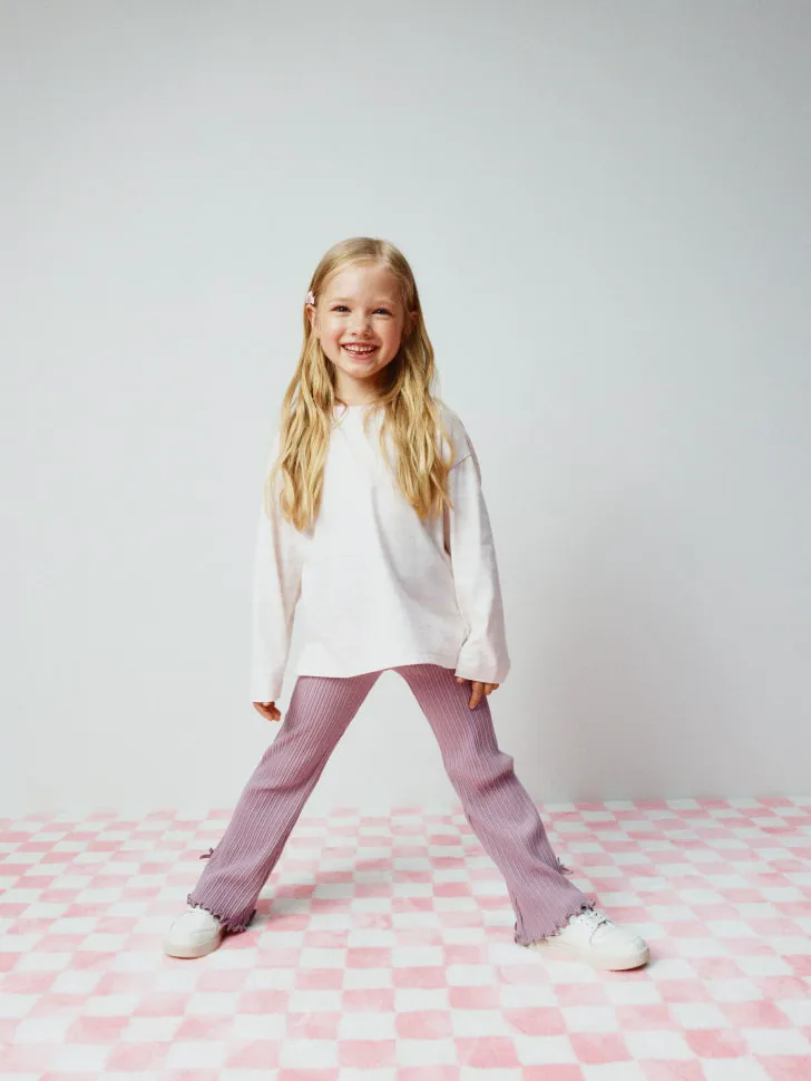 Базовый лонгслив в полоску для девочек, розовый, арт. 5306
