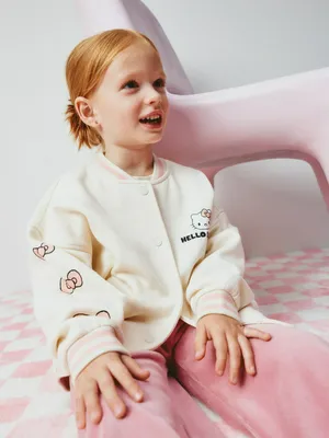 Бомбер в стиле преппи с Hello Kitty для девочек, белый, арт. 5309