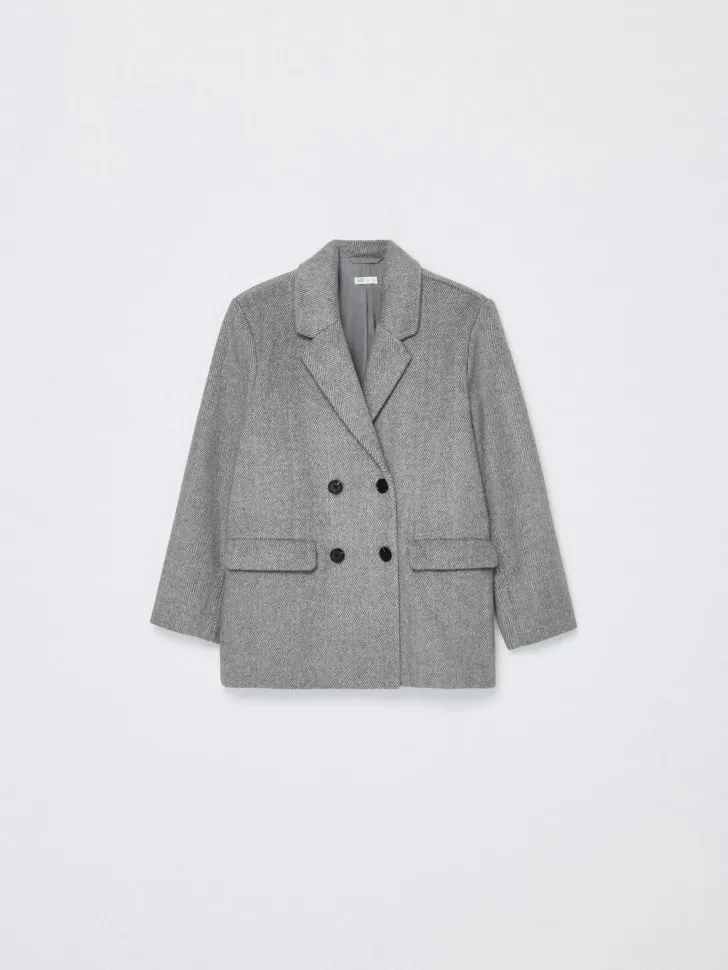 Короткое двубортное пальто для девочек, серый, арт. 5316