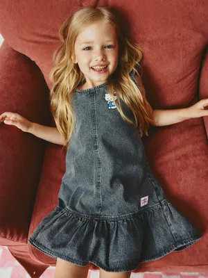 Джинсовое платье с принтом Hello Kitty для девочек, арт. 5321