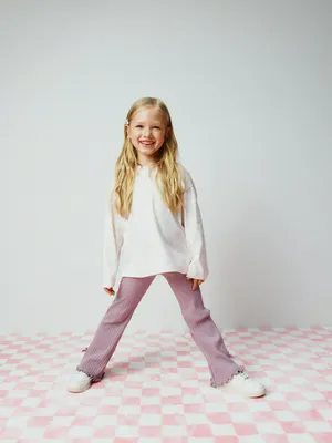 Брюки клеш с бантиками для девочек, фиолетовый, арт. 5323