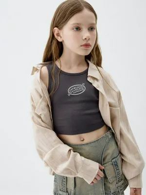 Укороченный топ с принтом для девочек, арт. 5348