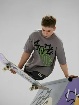 Футболка оверсайз с принтом для мальчиков, арт. 5349