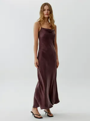 Платье макси на бретелях Sela, коричневый, арт. 53564