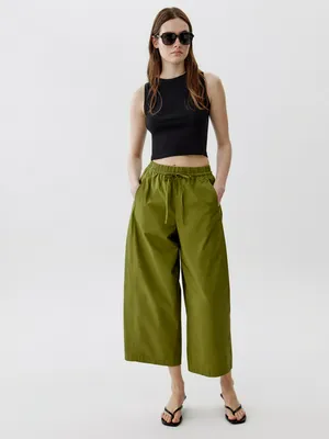 Широкие брюки-кюлоты Sela, зеленый, арт. 53575