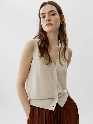 Жилет Sela вязаный из лиоцелла и льна, бежевый, арт. 53586