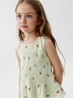 Блузка Sela из фактурного хлопка, зеленый, арт. 53588