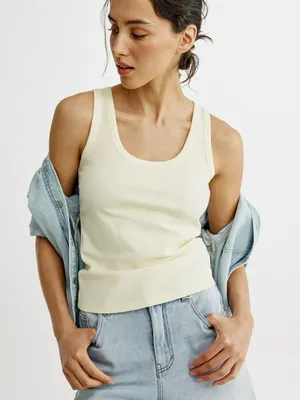 Базовый топ Sela Эми в рубчик, бежевый, арт. 53597