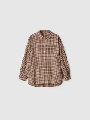 Рубашка Sela оверсайз в клетку, коричневый, арт. 53598