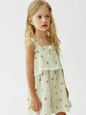 Летний комбинезон Sela на лямках для девочек, зеленый, арт. 53603