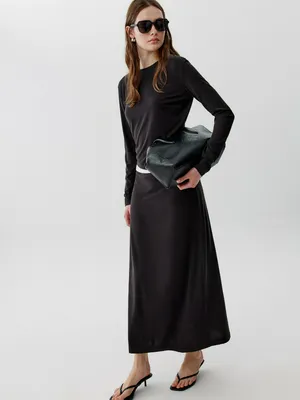 Юбка миди Sela из смесовой вискозы, черный, арт. 53611