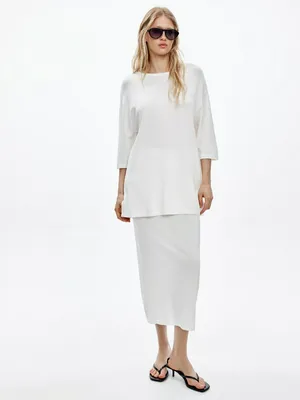 Трикотажная юбка миди Sela, белый, арт. 53617